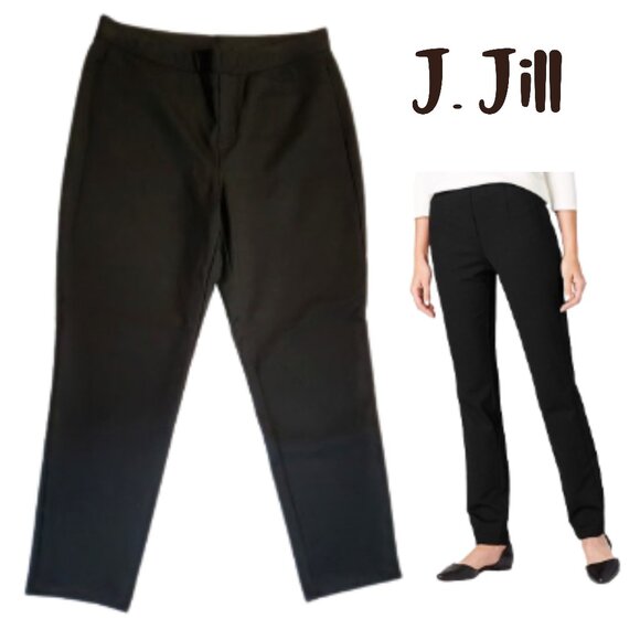J Jill Ponte Slim Leg Black Pull-On Pants - Women's 14 - Picture 1 of 5